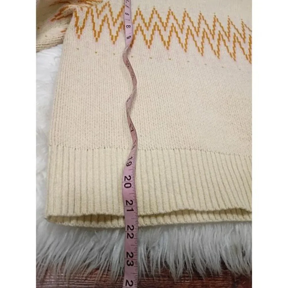 Patagonia Cream Sweater Zigzag Pattern Recycled Wool Blend Size S - Picture 7 of 8
